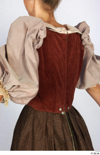 Photos Woman in Historical Dress 58 16th century Historical clothing Red-Brown dress red vest upper body 0005.jpg